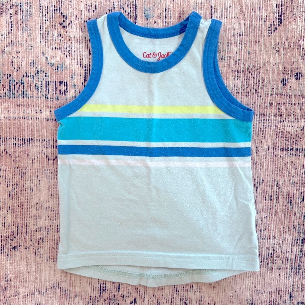 Cat & Jack Kids' Blue and Yellow Striped Tank